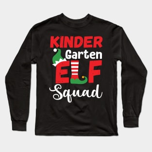 Cute Kindergarten Elf Squad Teacher Christmas Long Sleeve T-Shirt